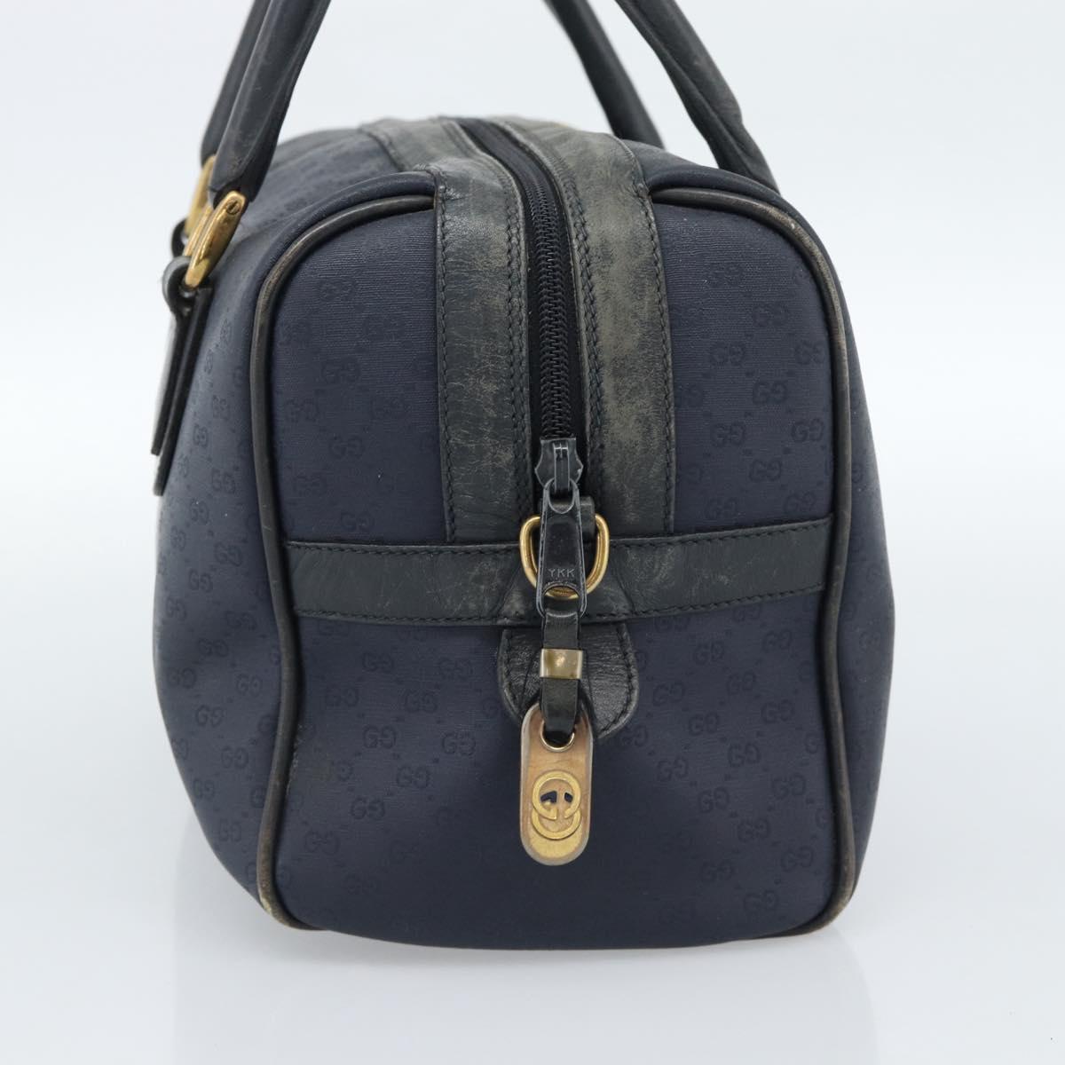 GUCCI Micro GG Supreme Hand Bag PVC Navy Gold Auth 183291