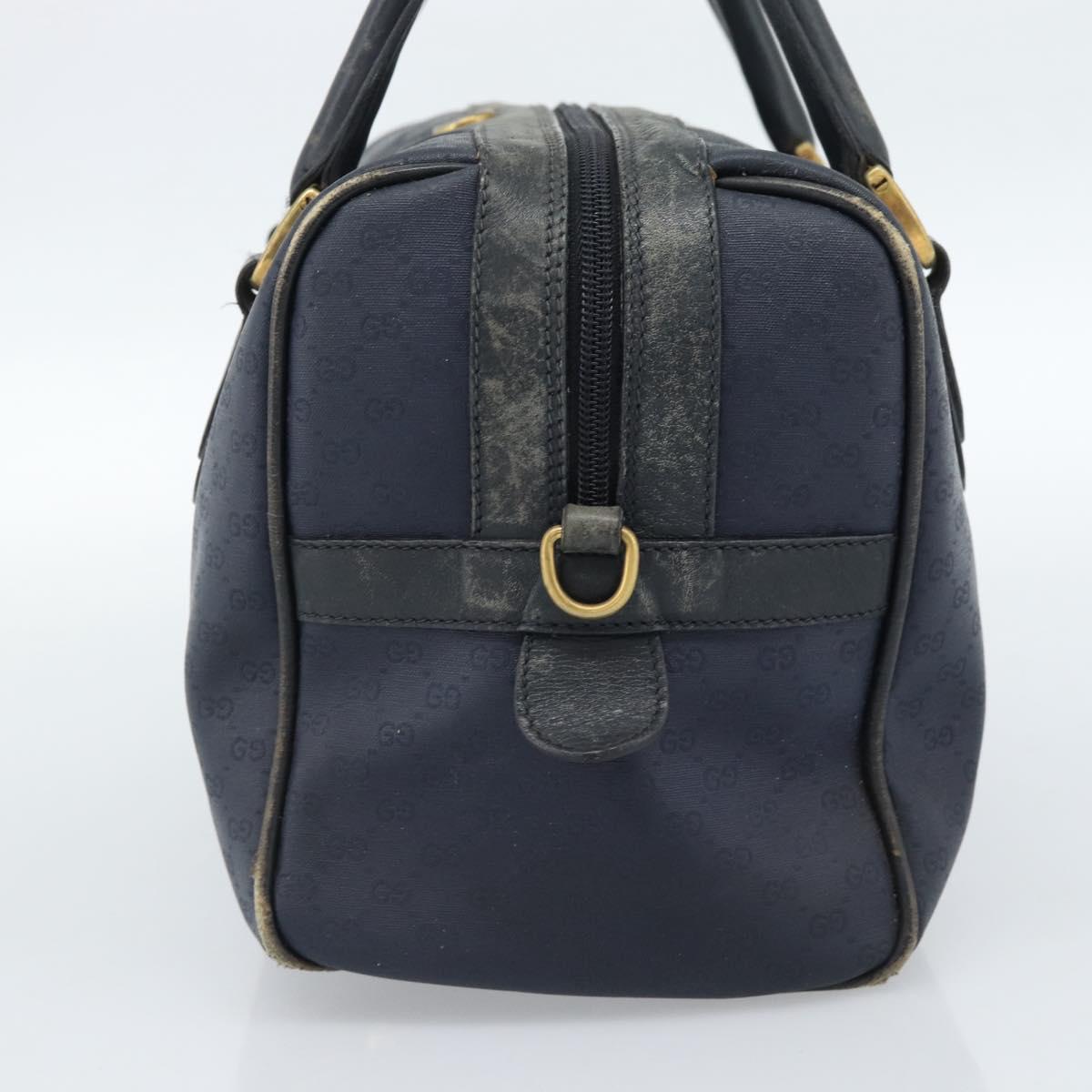 GUCCI Micro GG Supreme Hand Bag PVC Navy Gold Auth 183291