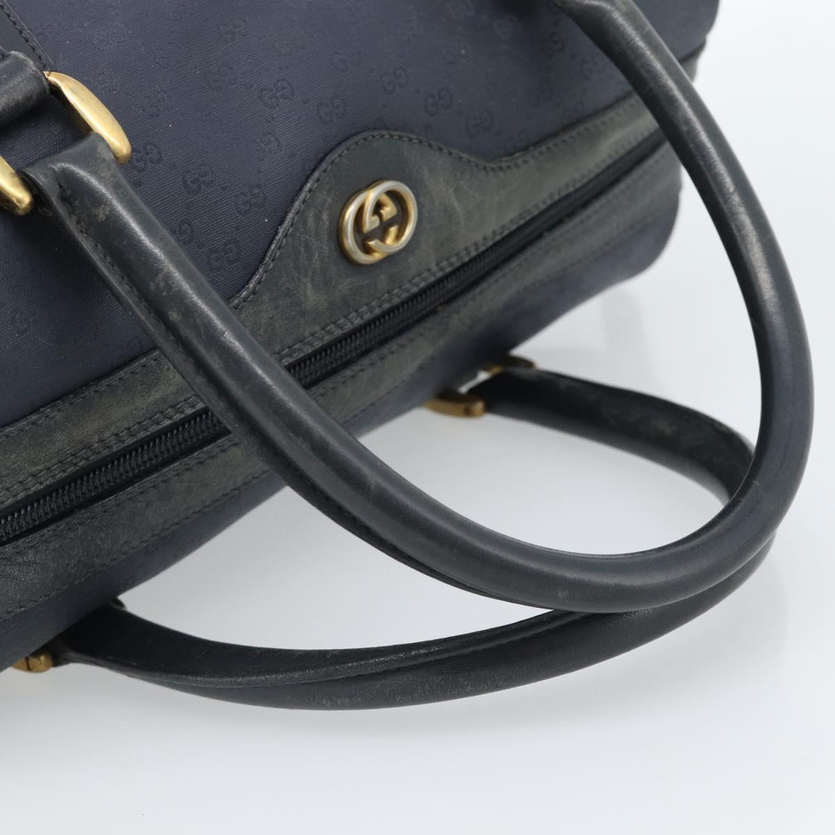 GUCCI Micro GG Supreme Hand Bag PVC Navy Gold Auth 183291