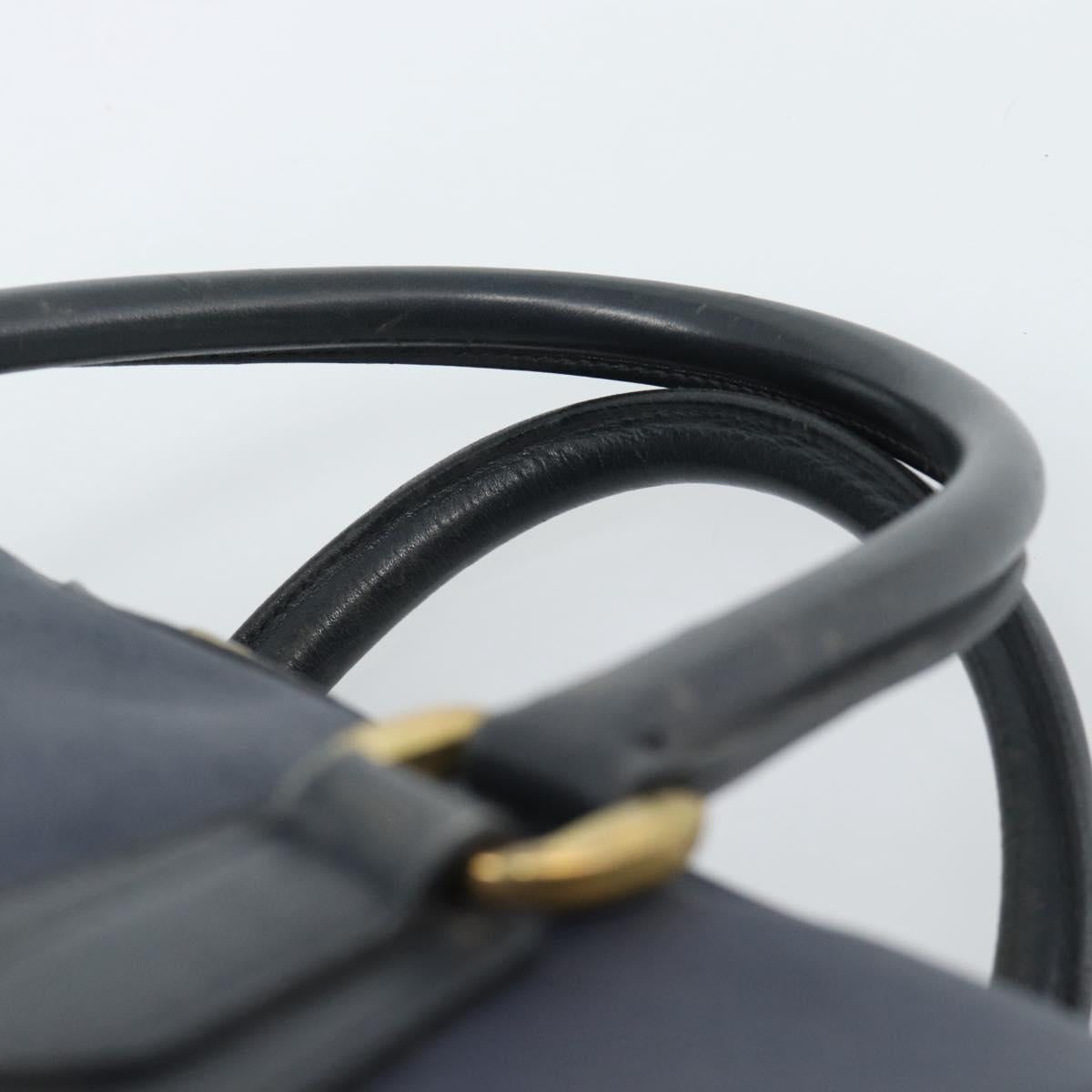 GUCCI Micro GG Supreme Hand Bag PVC Navy Gold Auth 183291