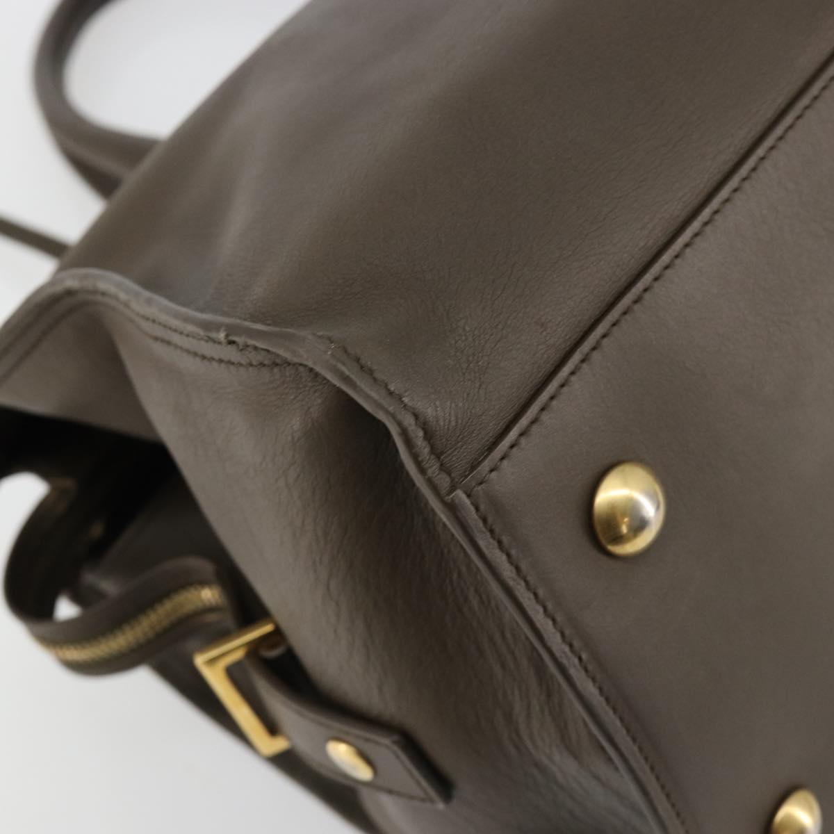 SAINT LAURENT Cabas Classic Hand Bag Leather Brown Gold 311208 Auth 183295A