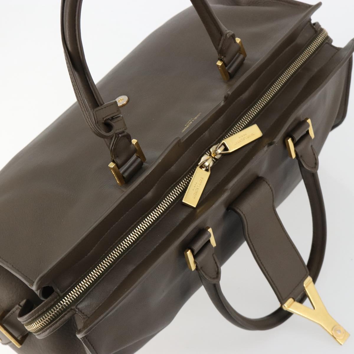 SAINT LAURENT Cabas Classic Hand Bag Leather Brown Gold 311208 Auth 183295A