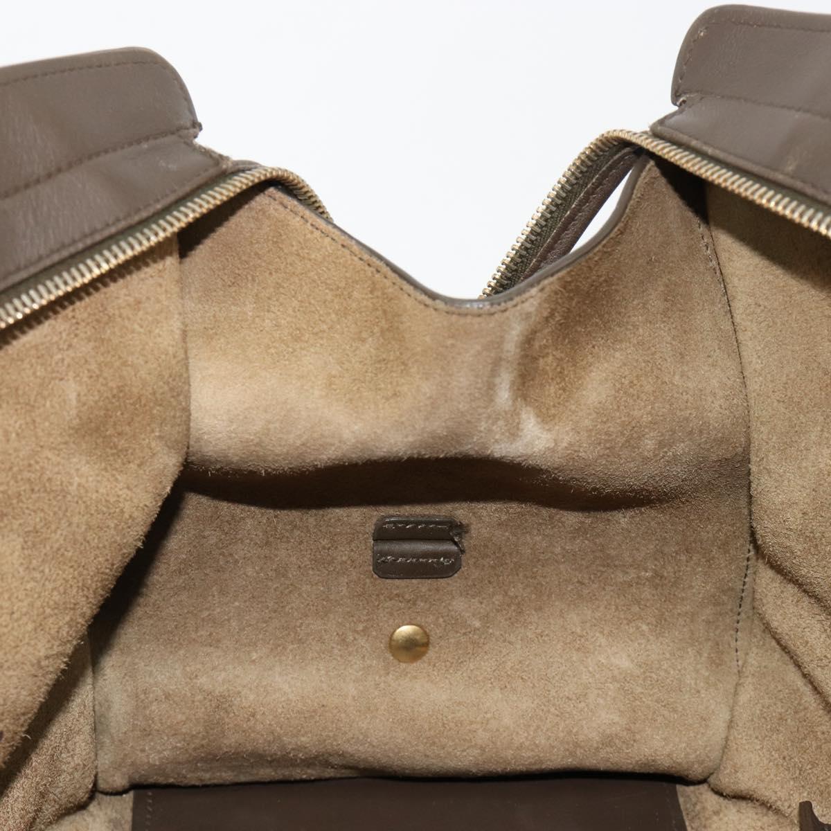 SAINT LAURENT Cabas Classic Hand Bag Leather Brown Gold 311208 Auth 183295A