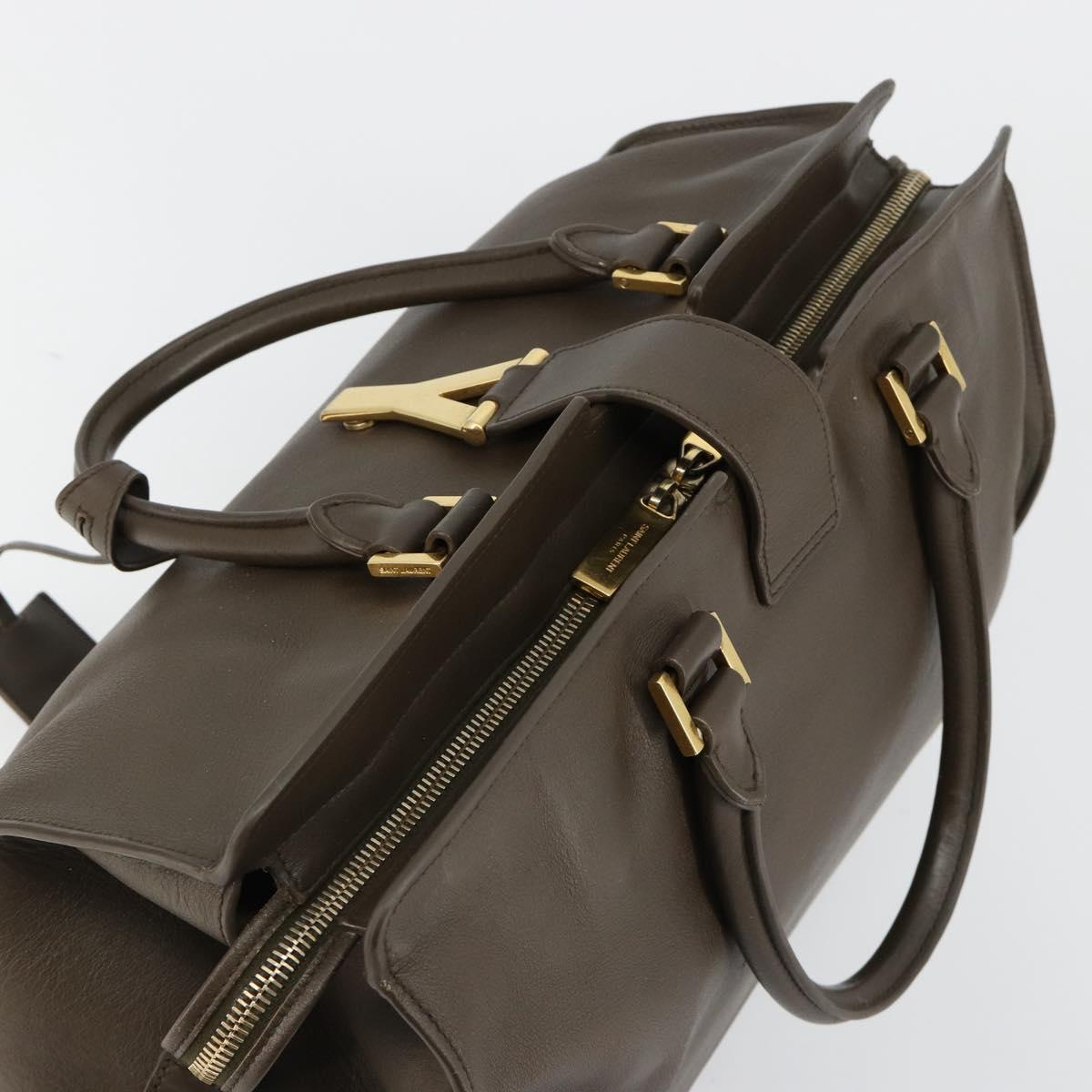 SAINT LAURENT Cabas Classic Hand Bag Leather Brown Gold 311208 Auth 183295A