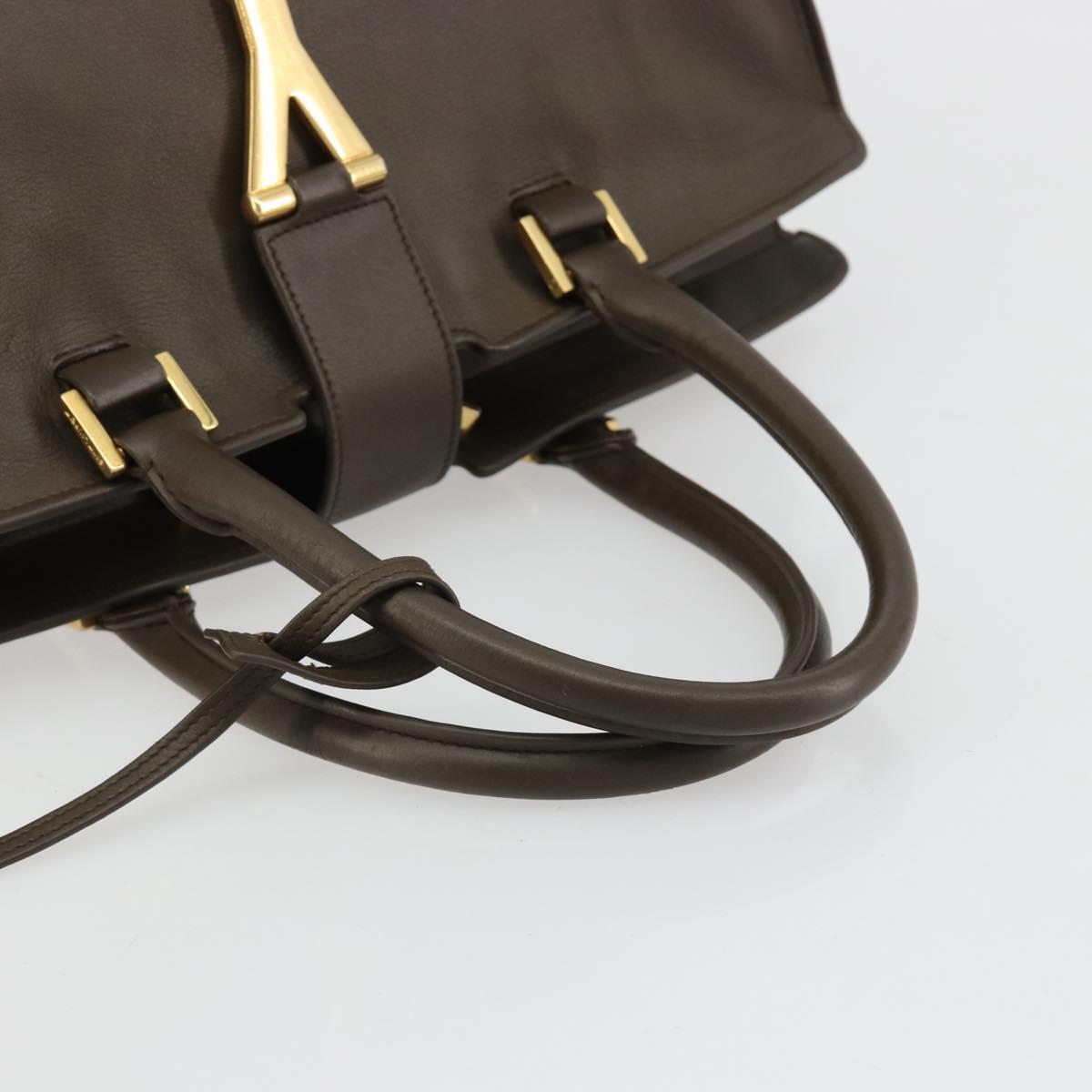 SAINT LAURENT Cabas Classic Hand Bag Leather Brown Gold 311208 Auth 183295A