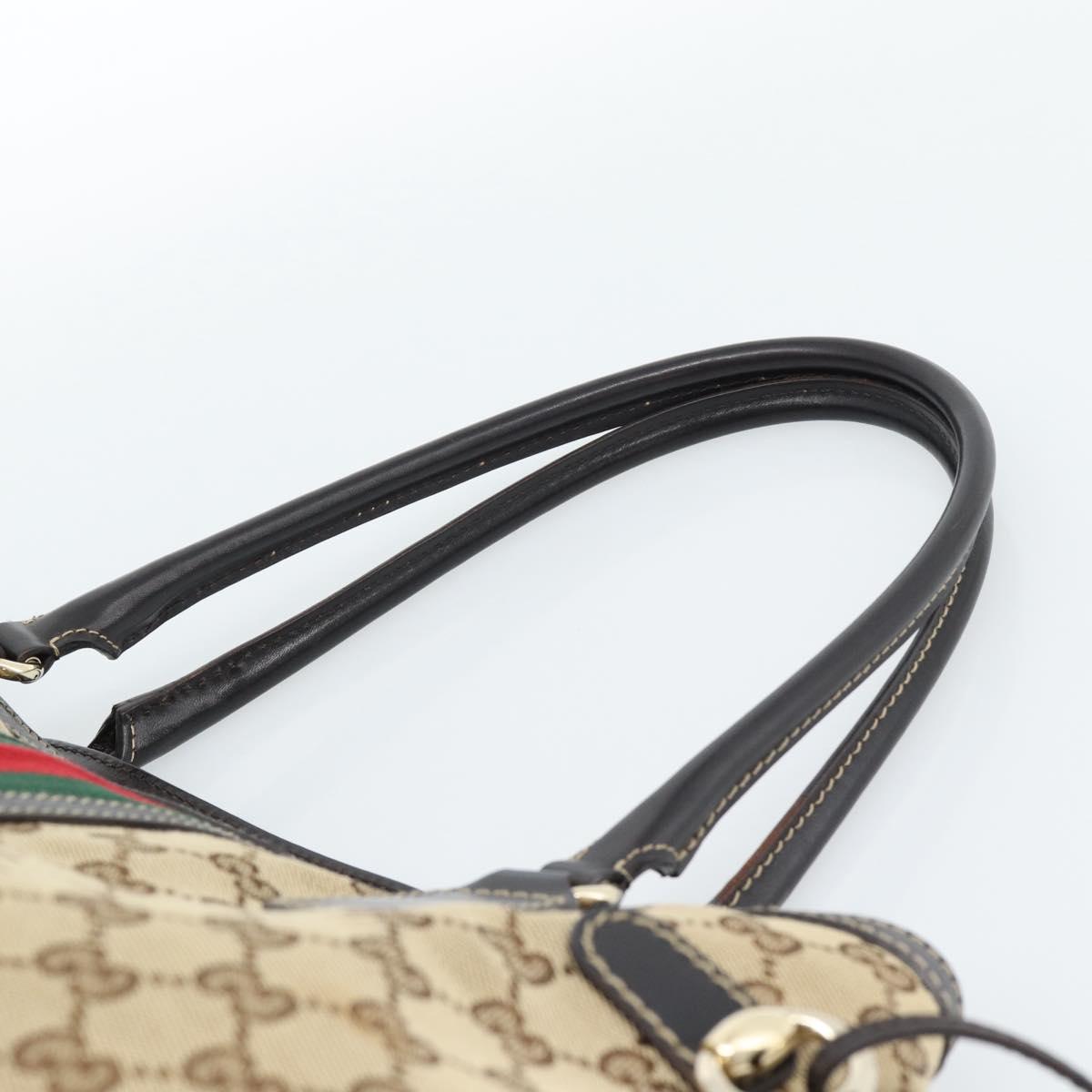 GUCCI GG Canvas Web Sherry Line Tote Bag Beige Gold Red 232969 Auth 183296