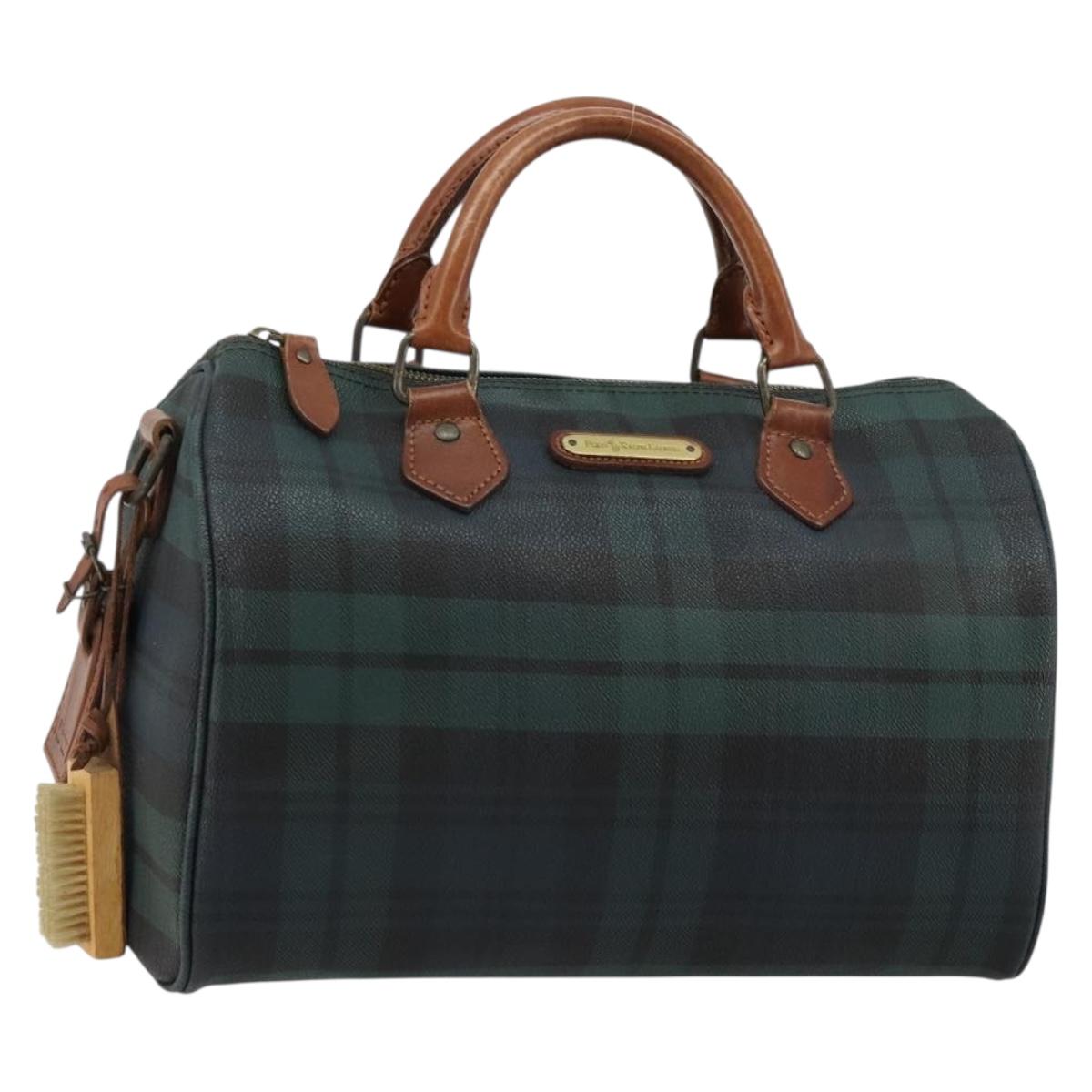 Polo Ralph Lauren Boston Bag Leather PVC Green Auth 183300A
