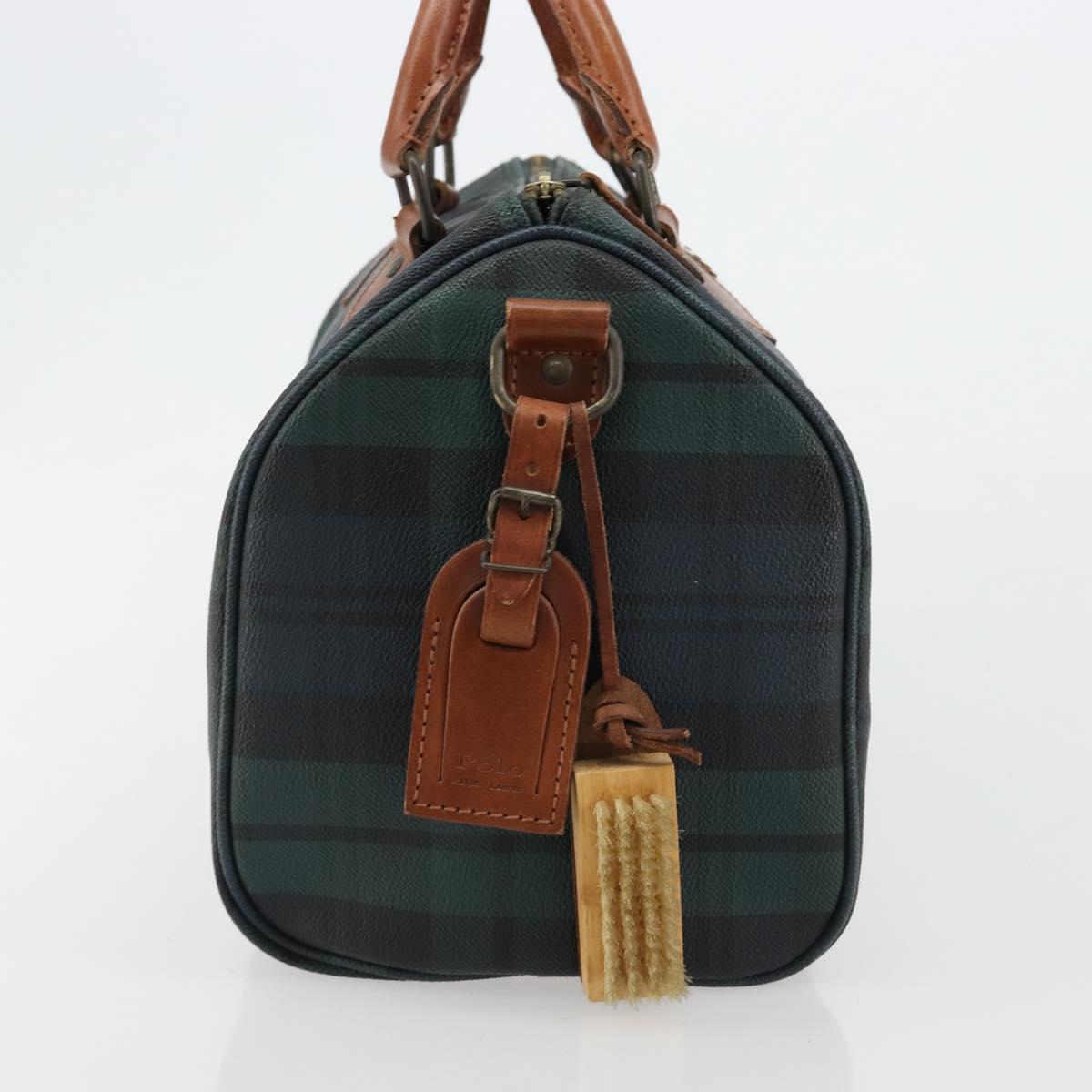 Polo Ralph Lauren Boston Bag Leather PVC Green Auth 183300A