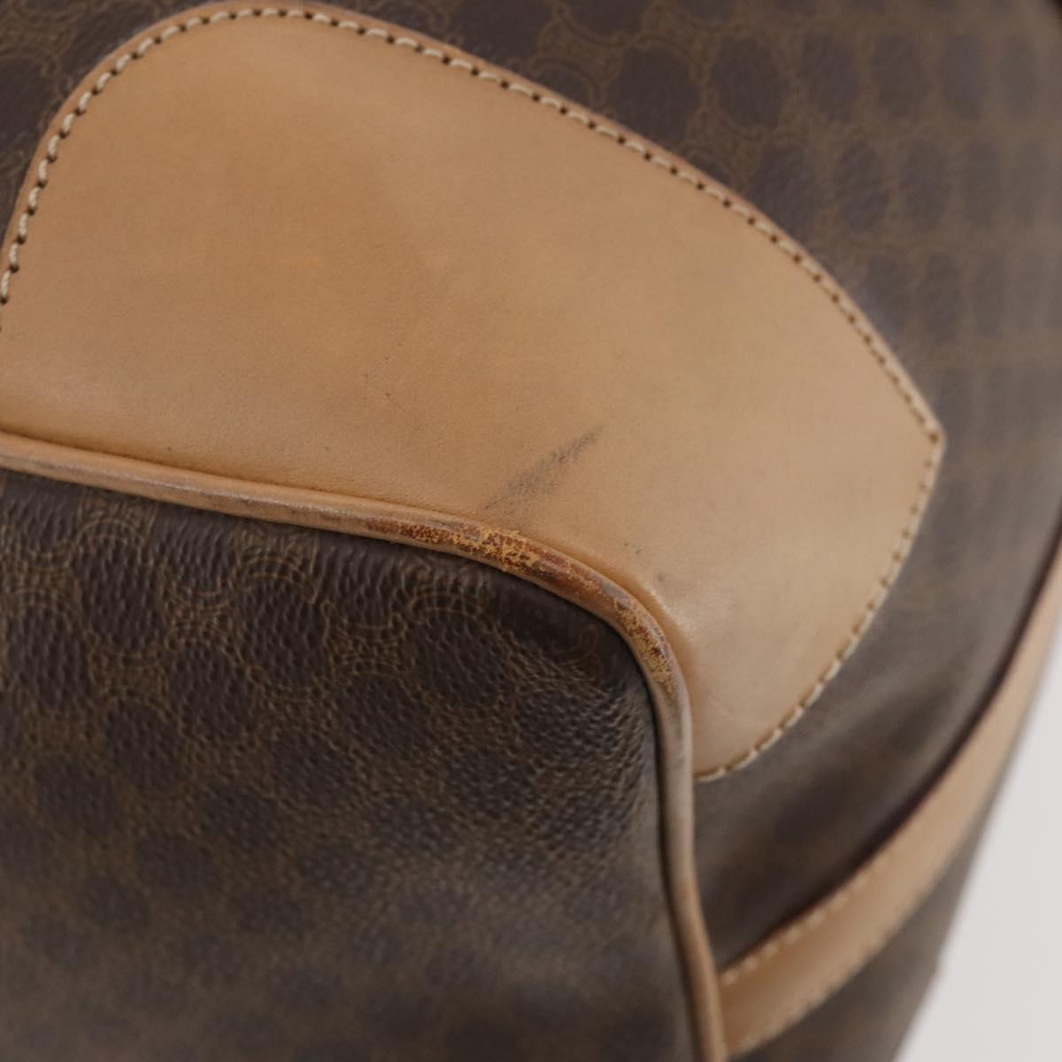 CELINE Macadam Canvas Boston Bag PVC Leather Brown Gold Auth 183303