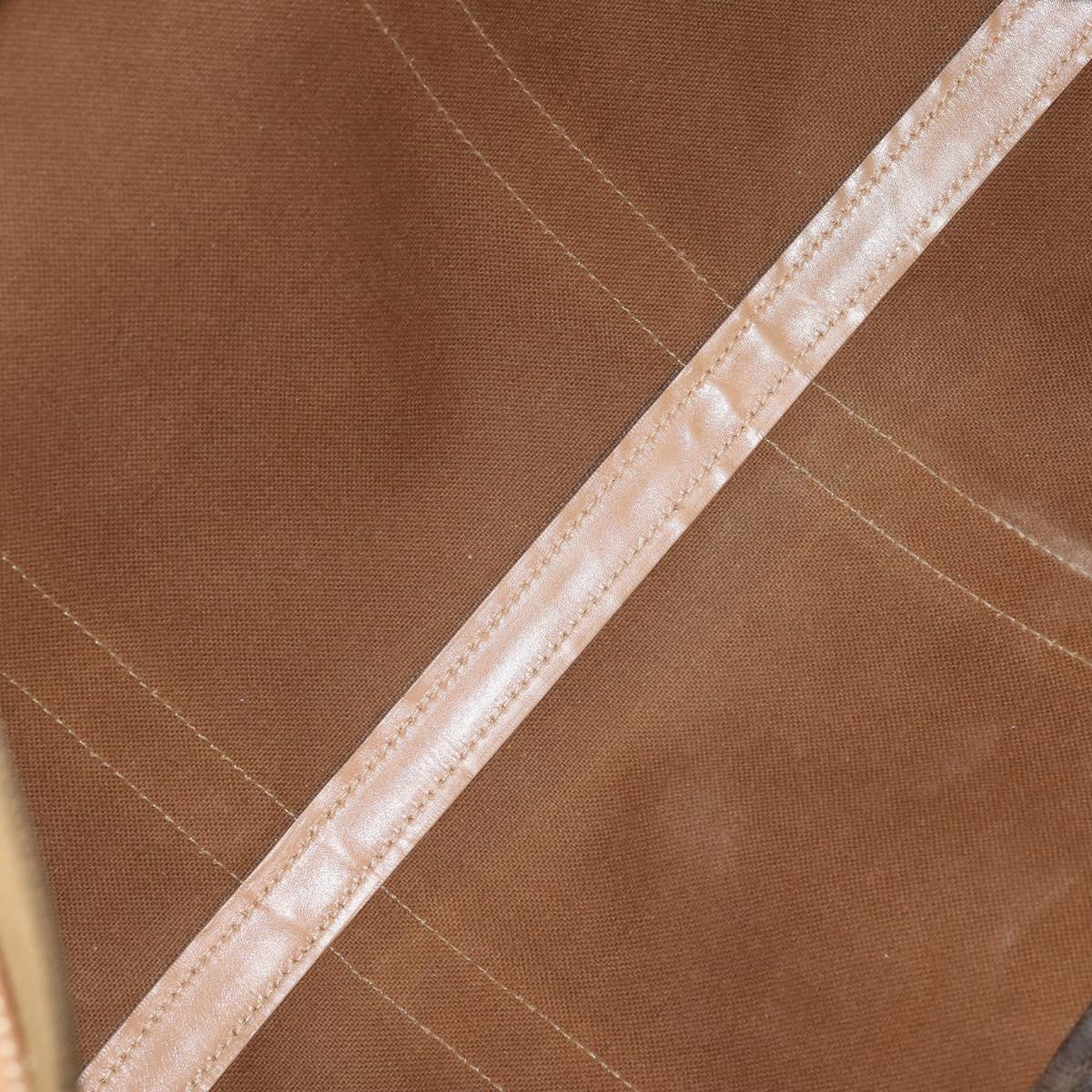 CELINE Macadam Canvas Boston Bag PVC Leather Brown Gold Auth 183303