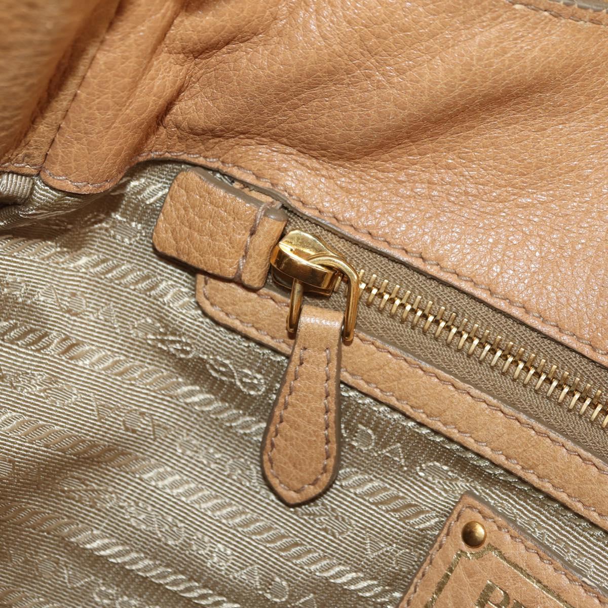 PRADA Shoulder Bag Leather Beige Gold Auth 183307SAV