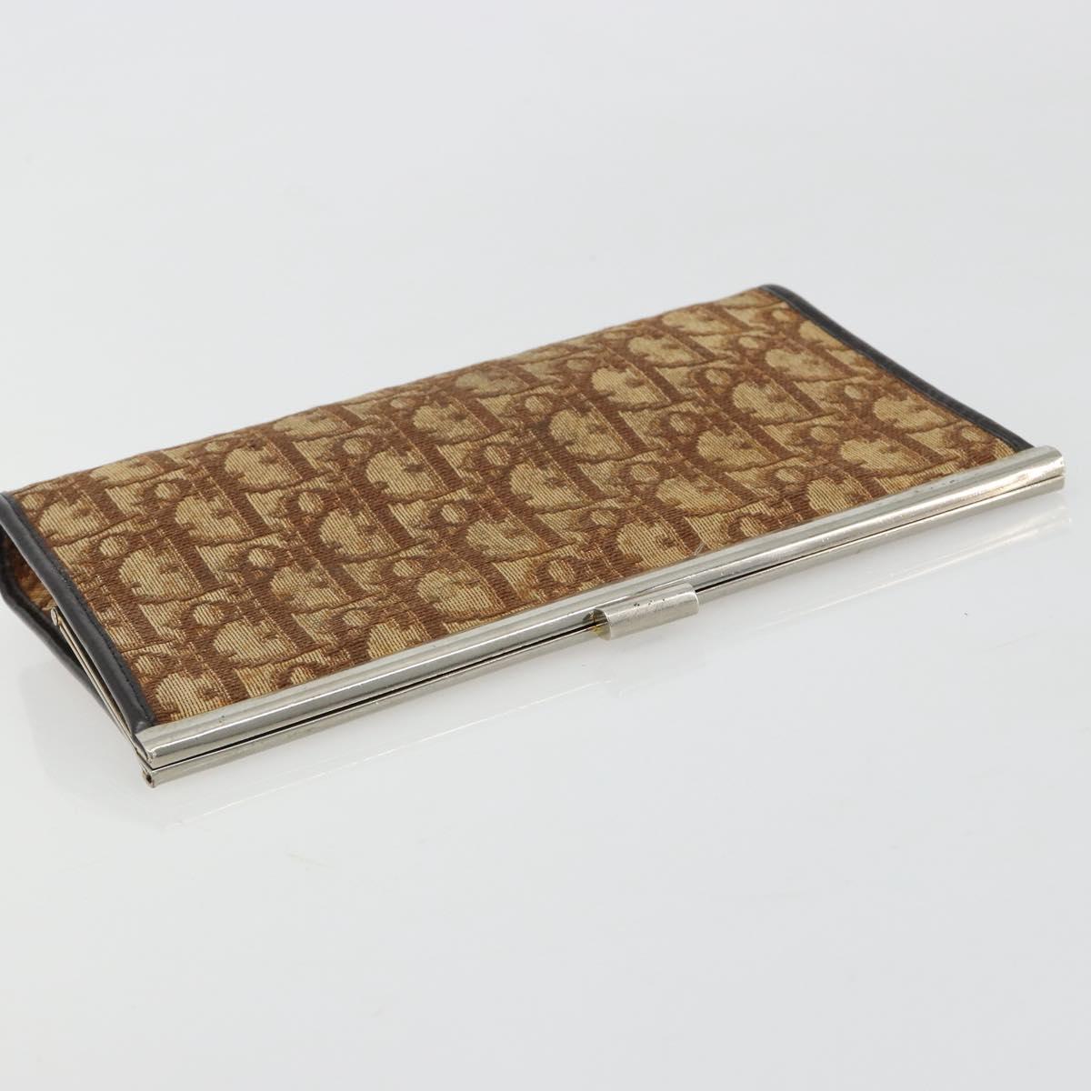 Christian Dior Trotter Canvas Pouch Brown Gold Auth 183308