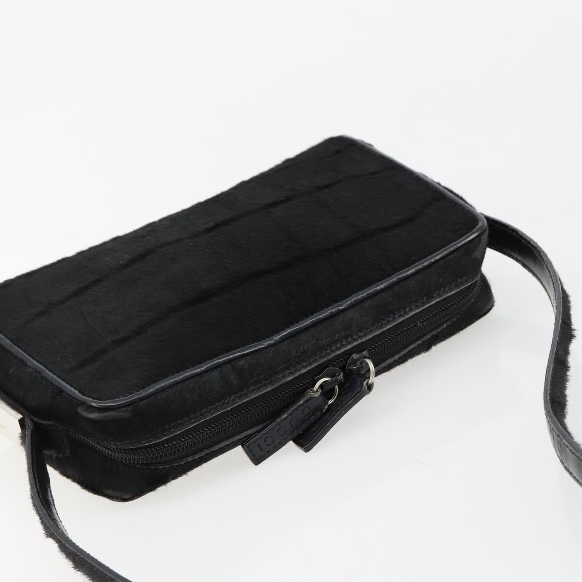 GUCCI Shoulder Bag Harako leather Black Silver 007 1014 0274 5 Auth 183309
