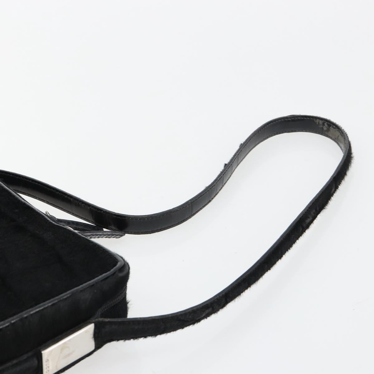 GUCCI Shoulder Bag Harako leather Black Silver 007 1014 0274 5 Auth 183309