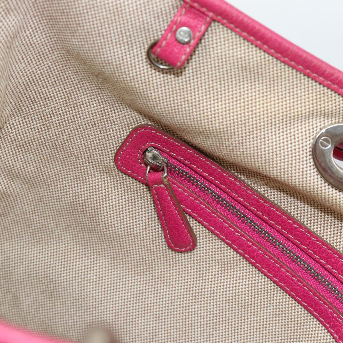 Christian Dior Canage Tote Bag Coated Canvas Pink Silver Auth 183316A