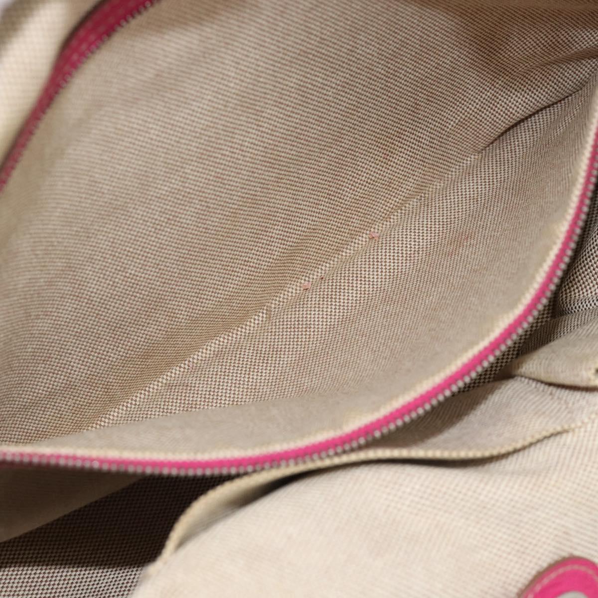 Christian Dior Canage Tote Bag Coated Canvas Pink Silver Auth 183316A