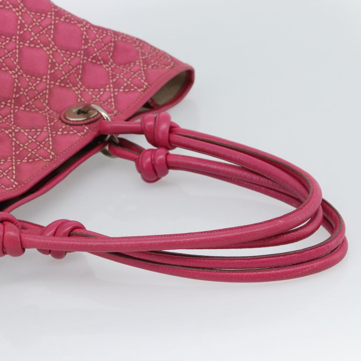 Christian Dior Canage Tote Bag Coated Canvas Pink Silver Auth 183316A