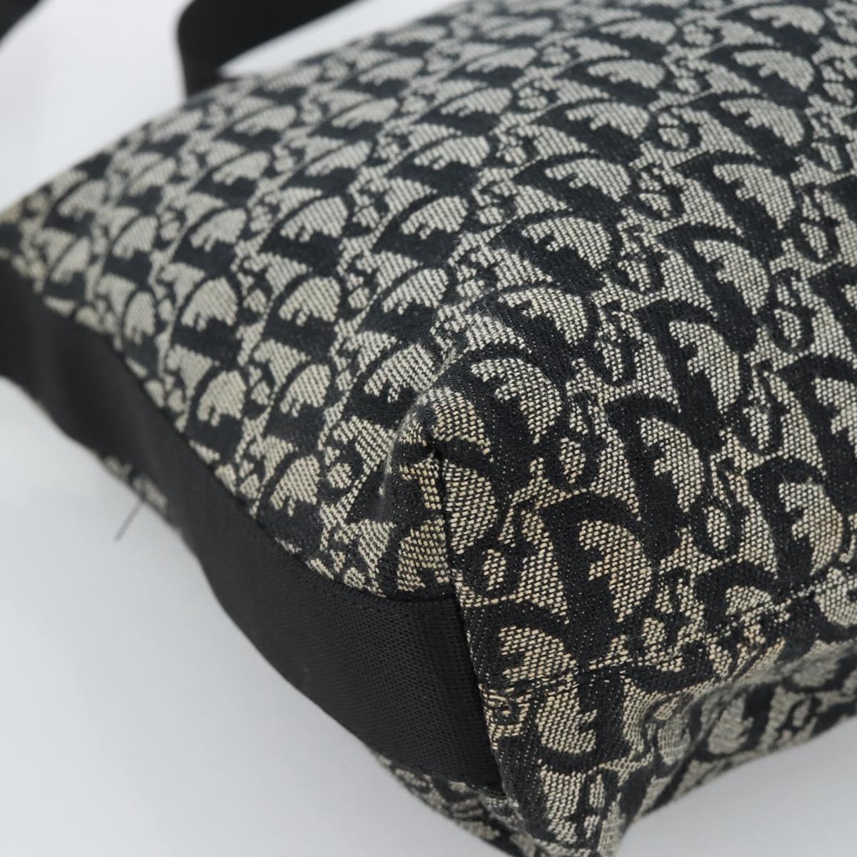 Christian Dior Trotter Canvas Shoulder Bag Black Silver Auth 183317A