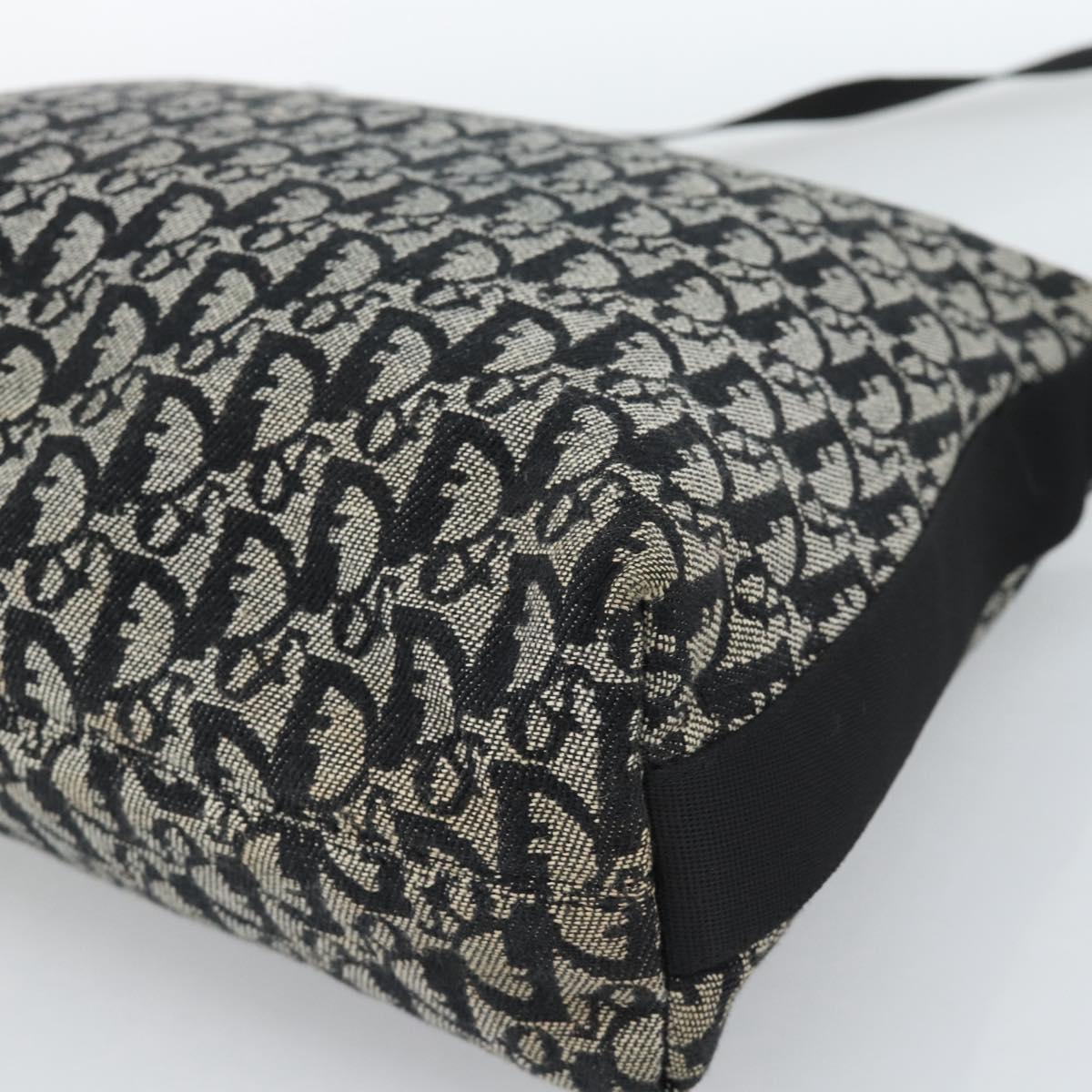 Christian Dior Trotter Canvas Shoulder Bag Black Silver Auth 183317A