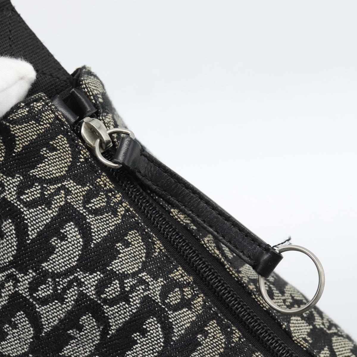 Christian Dior Trotter Canvas Shoulder Bag Black Silver Auth 183317A