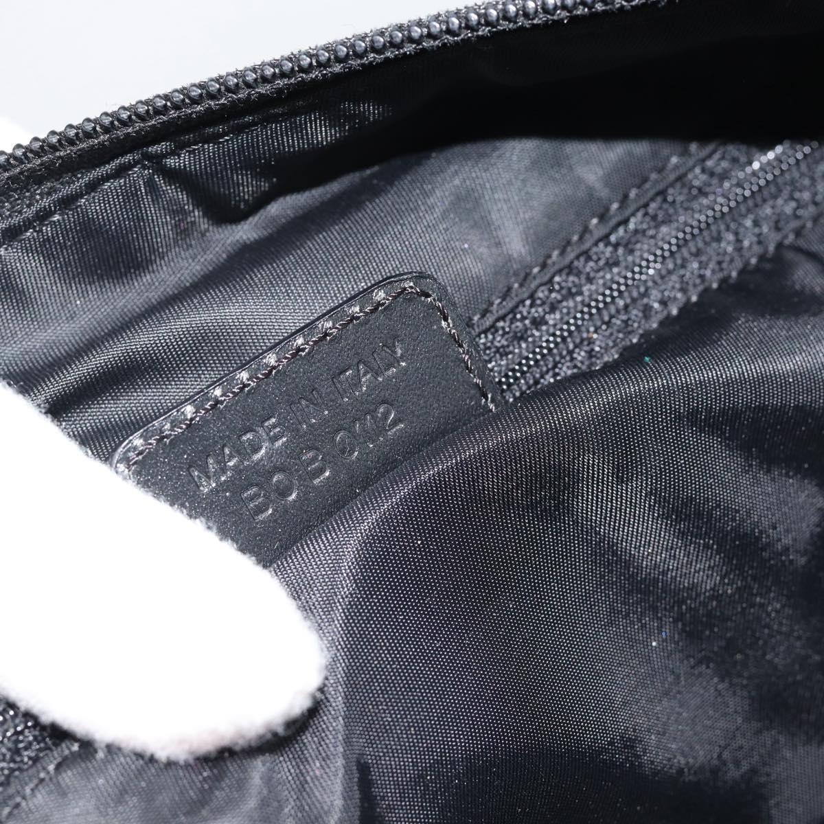 Christian Dior Trotter Canvas Shoulder Bag Black Silver Auth 183317A