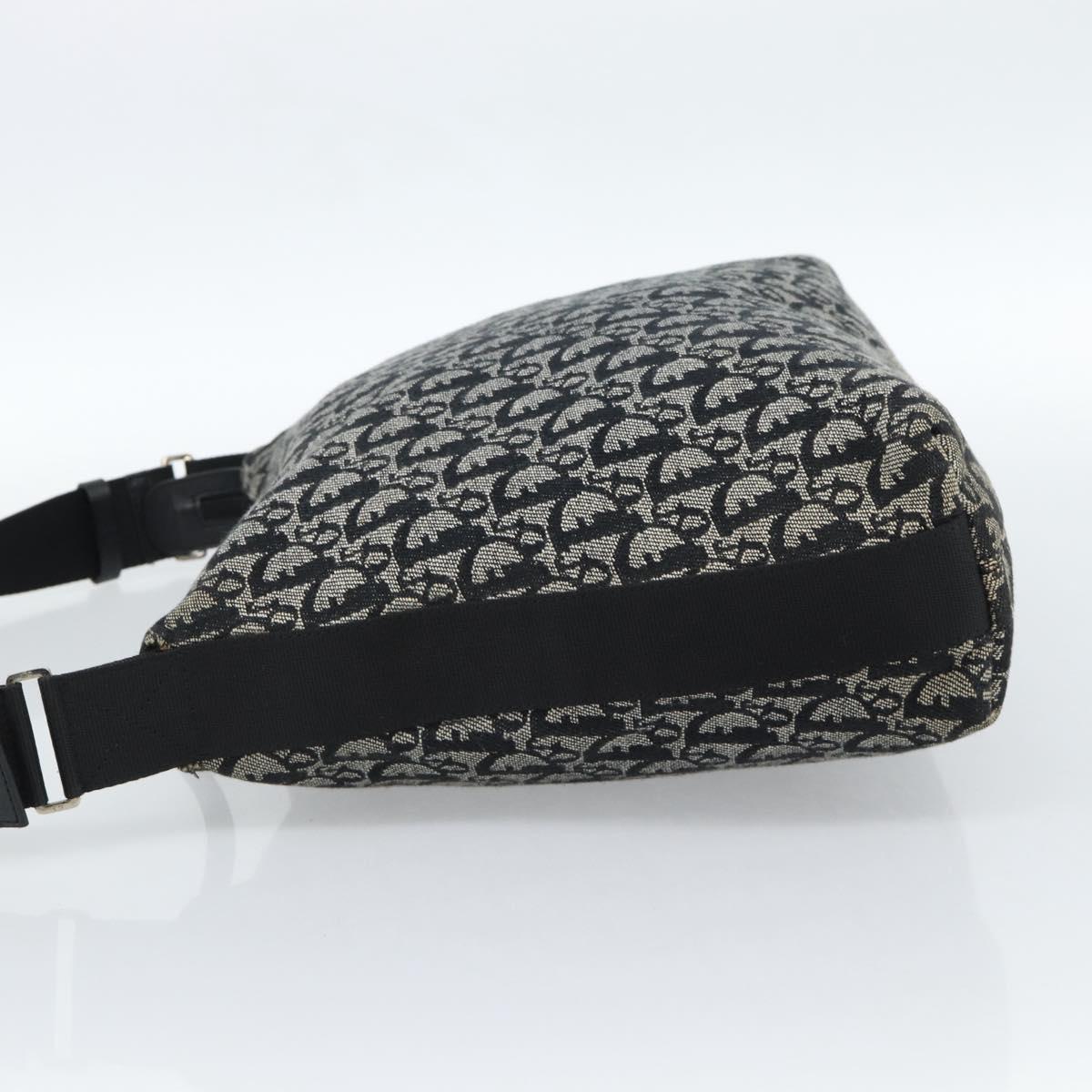 Christian Dior Trotter Canvas Shoulder Bag Black Silver Auth 183317A