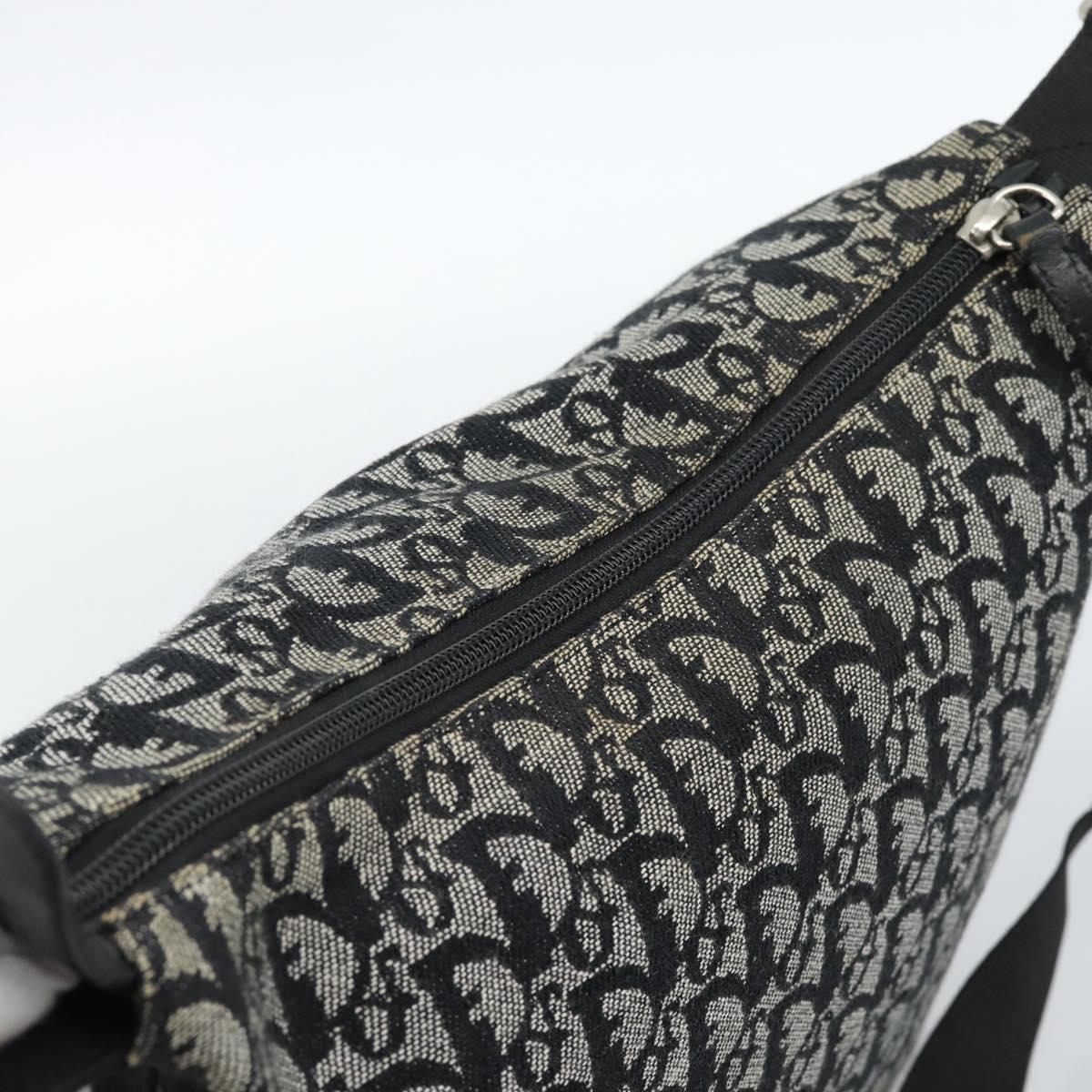 Christian Dior Trotter Canvas Shoulder Bag Black Silver Auth 183317A