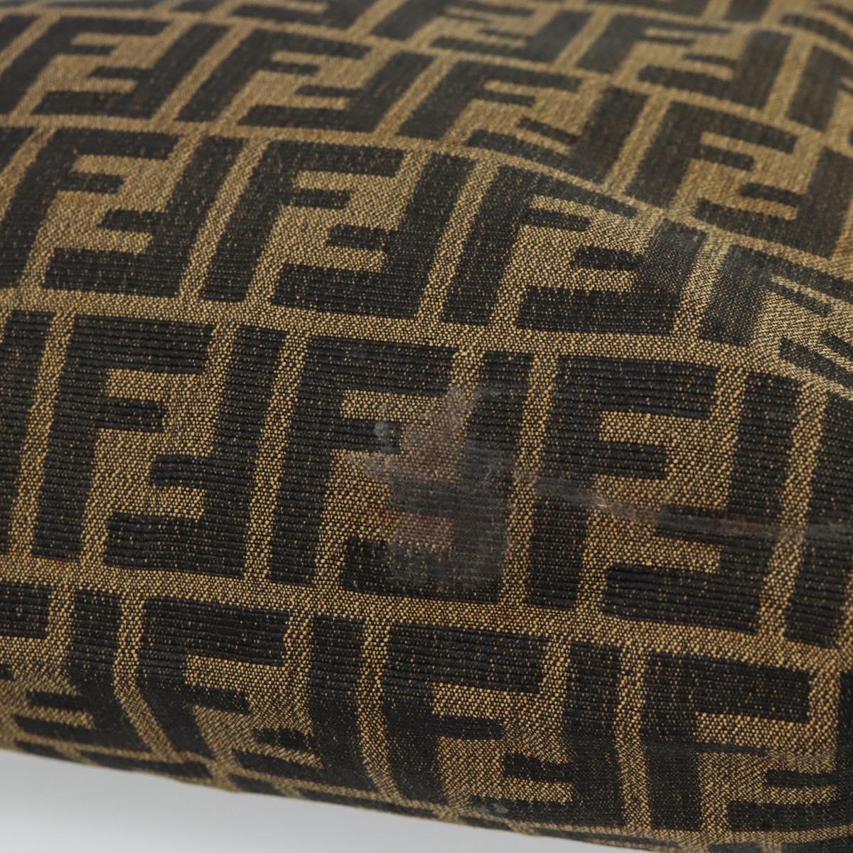 FENDI Zucca Canvas Hand Bag Black Brown Auth 183323