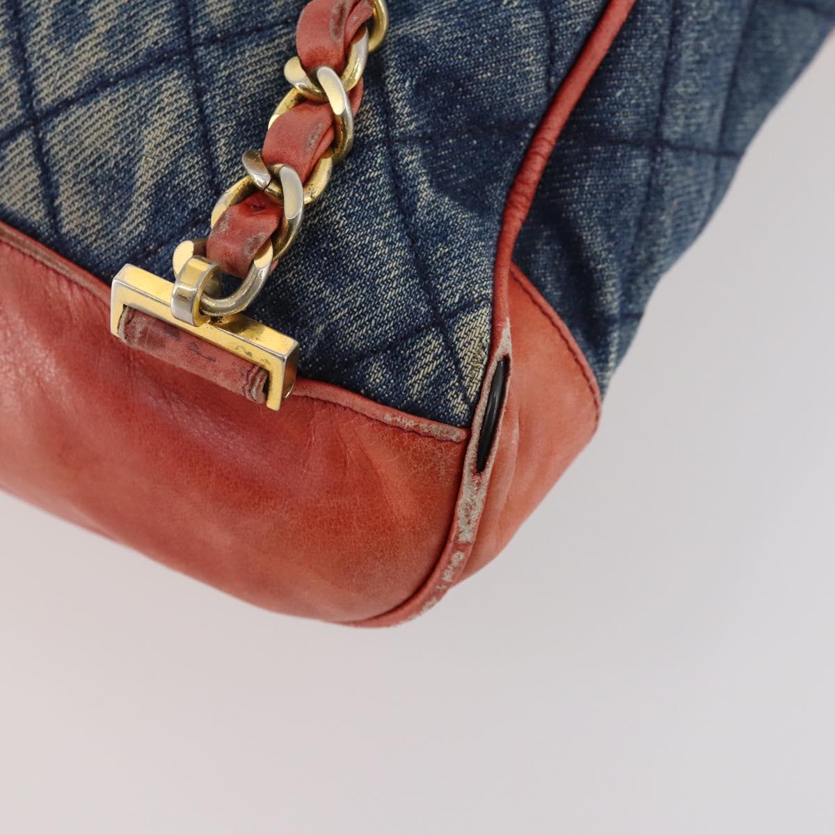 CHANEL Matelasse Chain Backpack Denim Blue Gold CC Auth 183327
