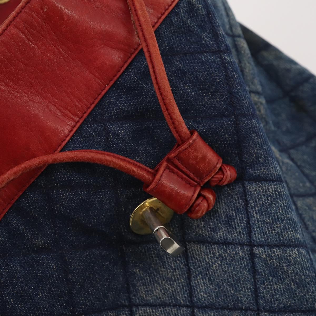 CHANEL Matelasse Chain Backpack Denim Blue Gold CC Auth 183327
