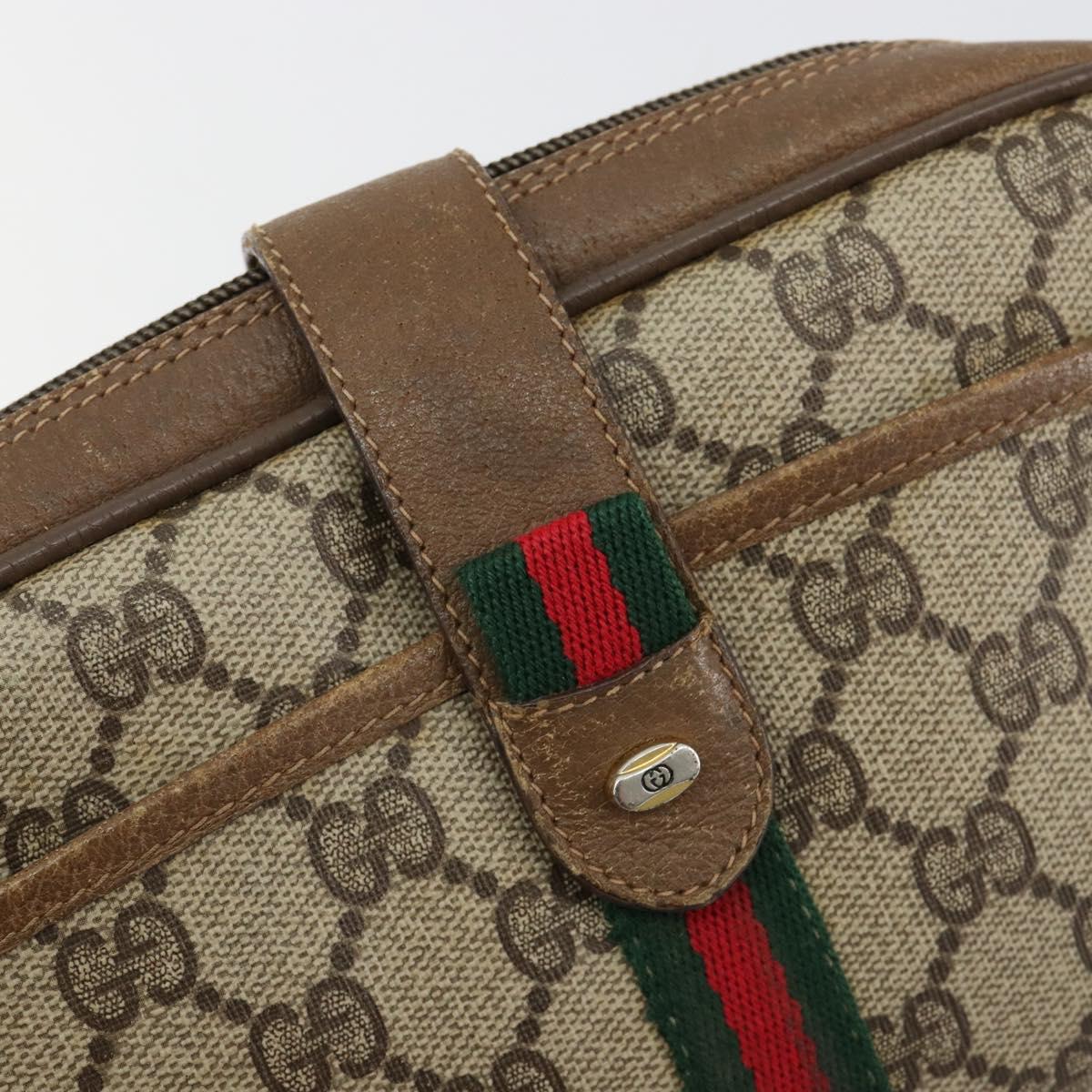 GUCCI GG Supreme Web Sherry Line Shoulder Bag PVC Beige 116 02 055 Auth 183329