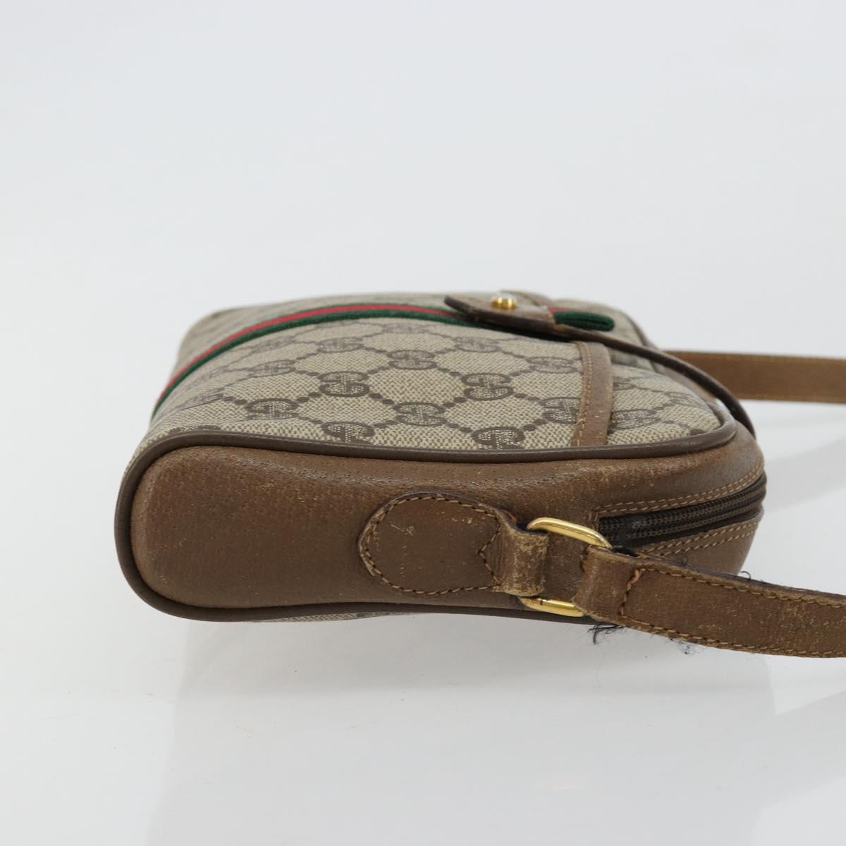 GUCCI GG Supreme Web Sherry Line Shoulder Bag PVC Beige 116 02 055 Auth 183329
