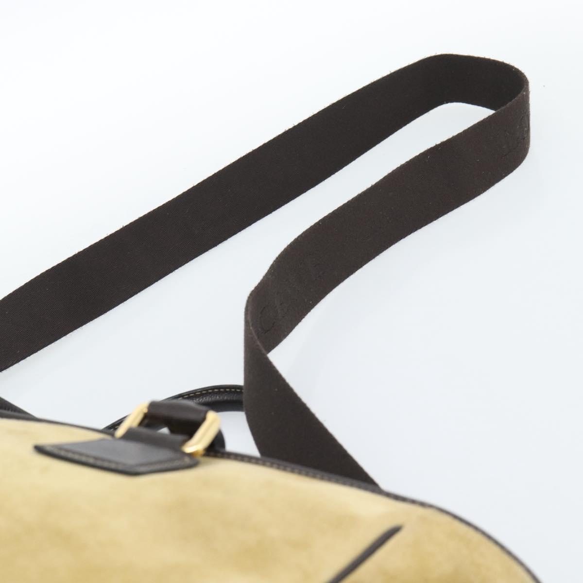 LOEWE Anagram Hand Bag Suede 2way Beige Gold Auth 183333