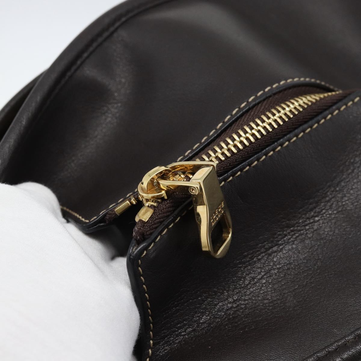 LOEWE Anagram Hand Bag Suede 2way Beige Gold Auth 183333