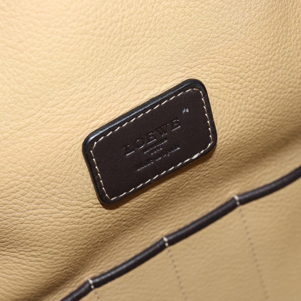 LOEWE Anagram Hand Bag Suede 2way Beige Gold Auth 183333
