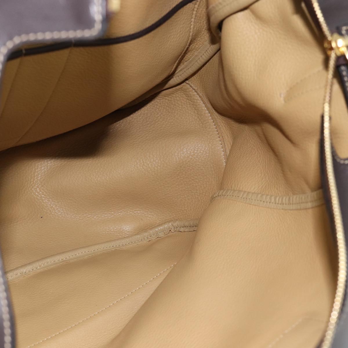 LOEWE Anagram Hand Bag Suede 2way Beige Gold Auth 183333