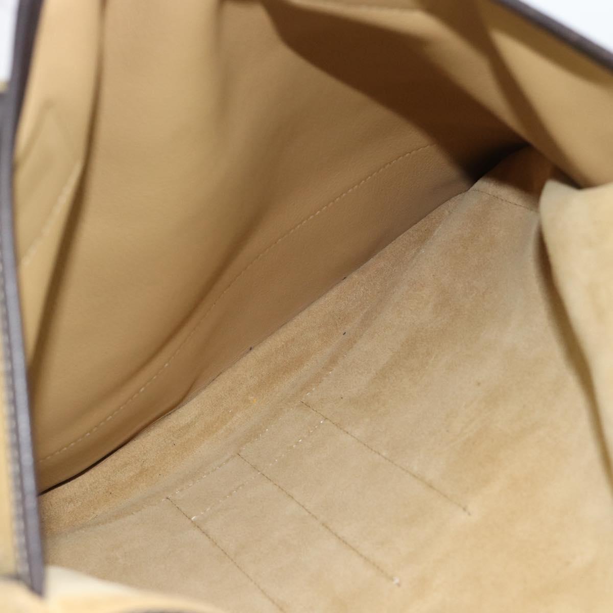 LOEWE Anagram Hand Bag Suede 2way Beige Gold Auth 183333