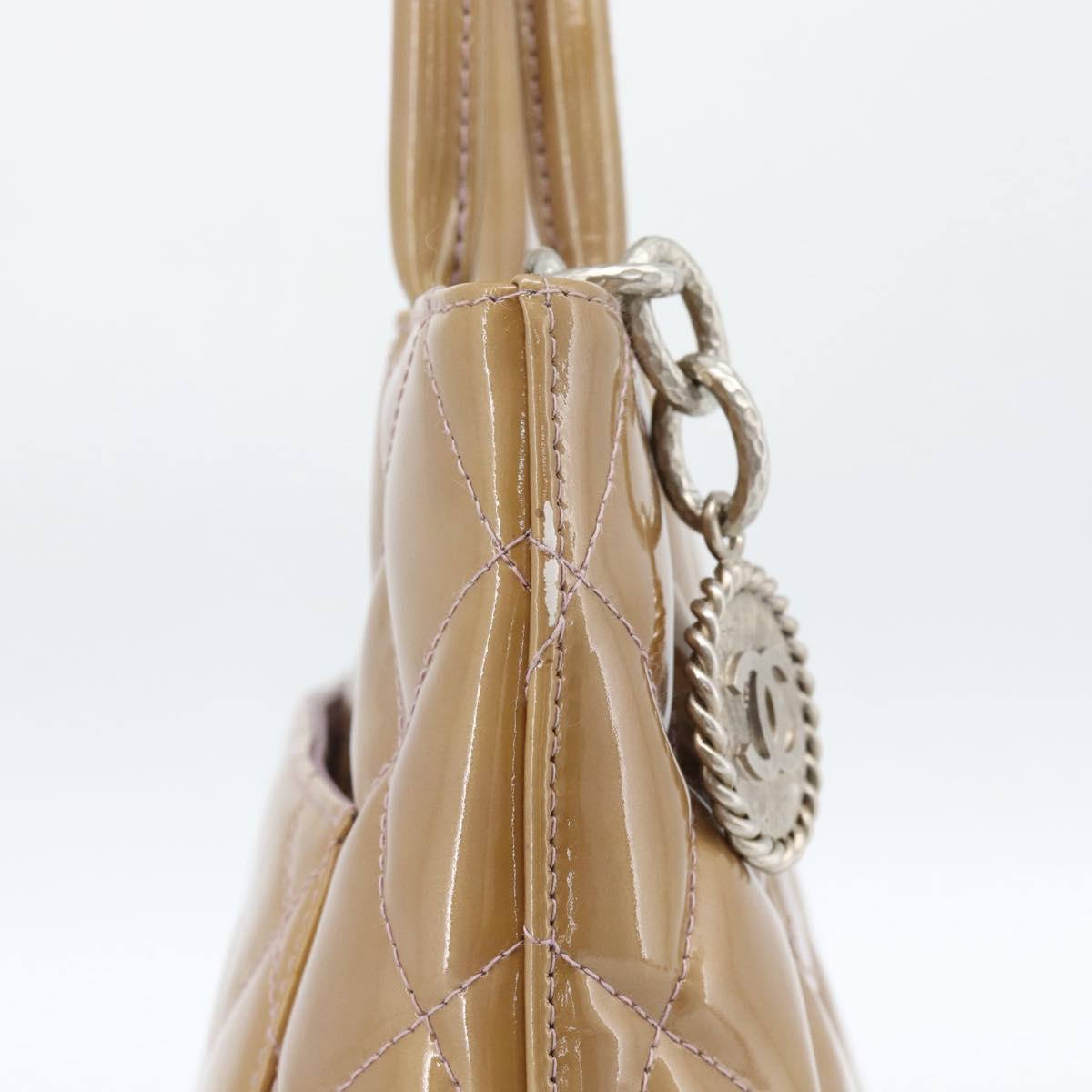 CHANEL Standard Tote Bag Patent leather Gold Silver CC Auth 183335A