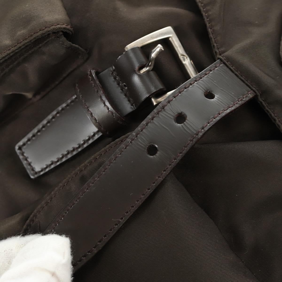 PRADA Backpack Nylon Khaki Silver Auth 183339V