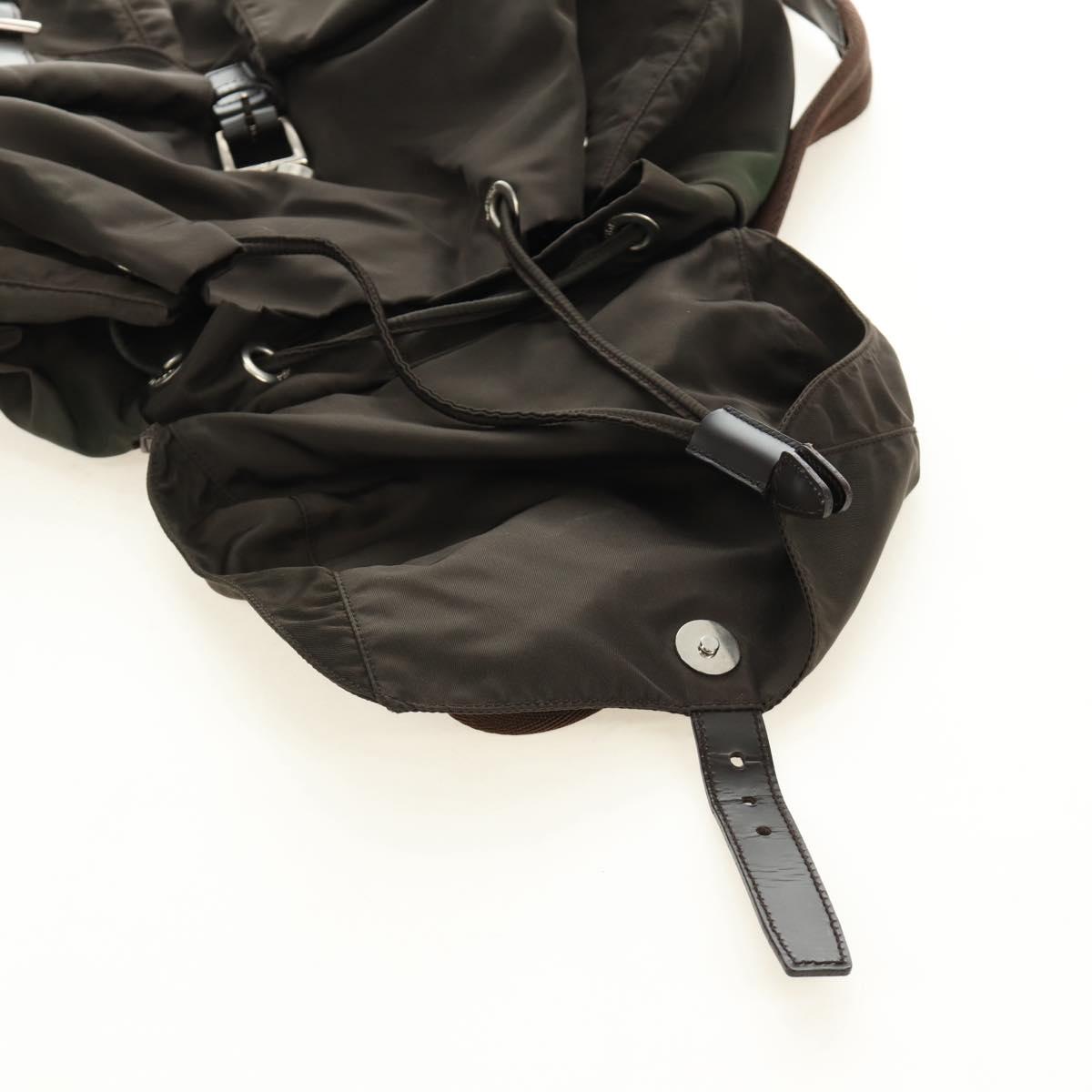 PRADA Backpack Nylon Khaki Silver Auth 183339V
