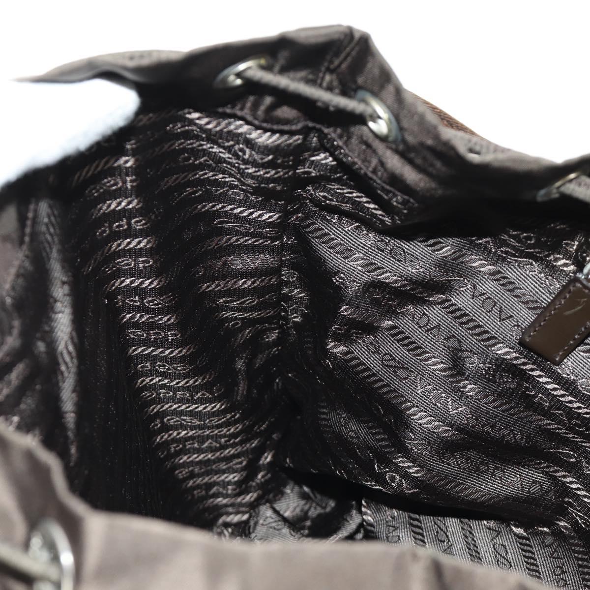 PRADA Backpack Nylon Khaki Silver Auth 183339V