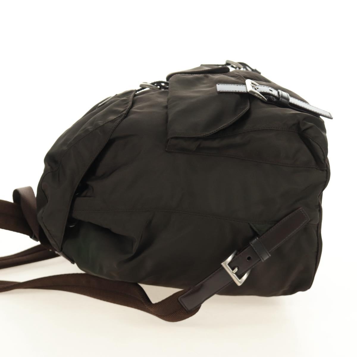 PRADA Backpack Nylon Khaki Silver Auth 183339V
