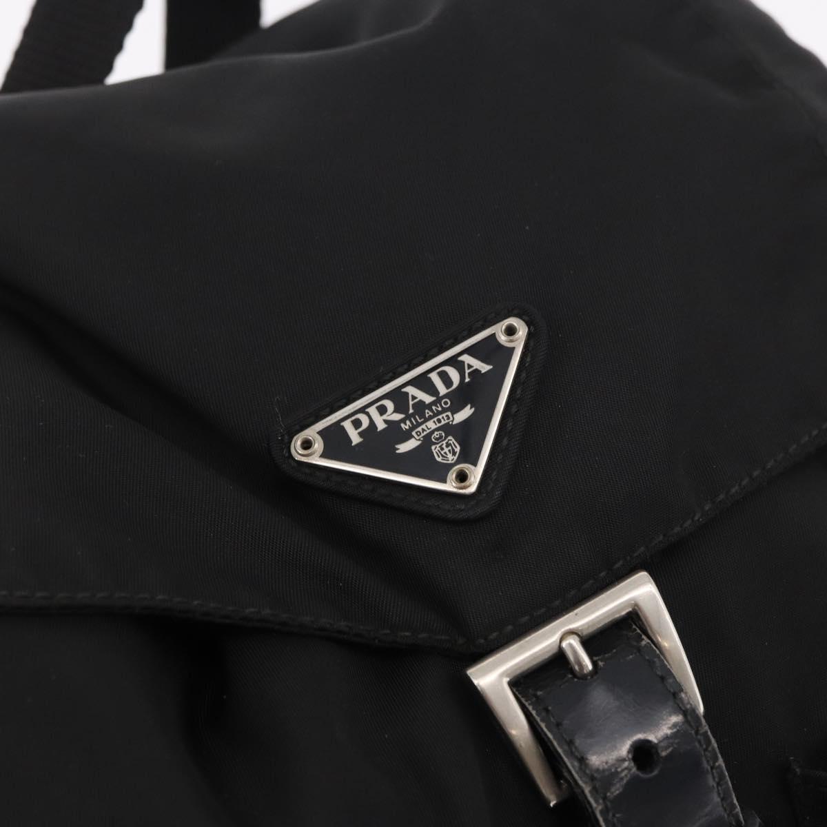 PRADA Backpack Nylon Black Silver Auth 183352A