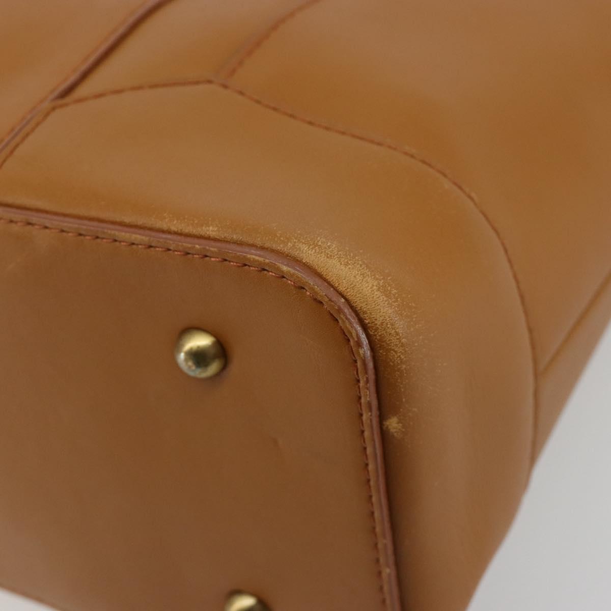 BURBERRY Tote Bag Leather Brown Gold Auth 183355
