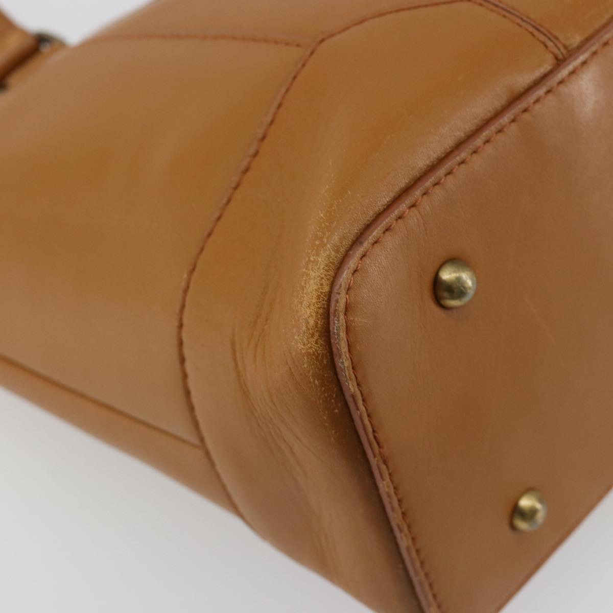 BURBERRY Tote Bag Leather Brown Gold Auth 183355