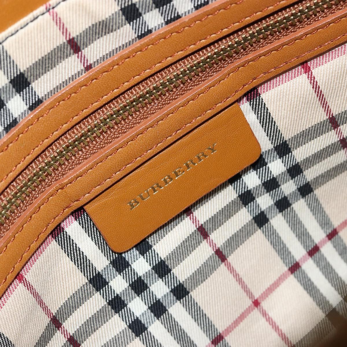 BURBERRY Tote Bag Leather Brown Gold Auth 183355