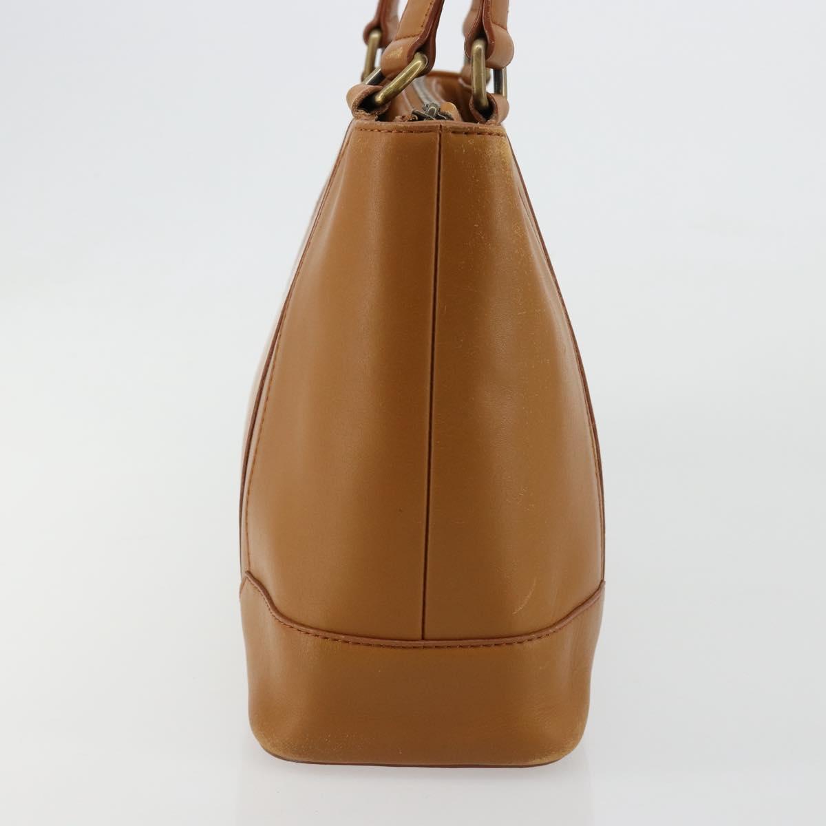 BURBERRY Tote Bag Leather Brown Gold Auth 183355