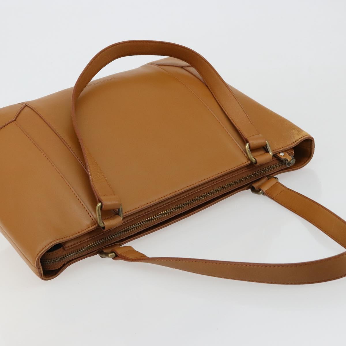 BURBERRY Tote Bag Leather Brown Gold Auth 183355
