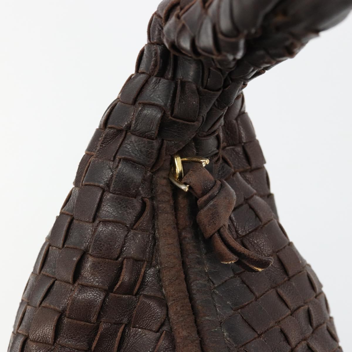 BOTTEGA VENETA INTRECCIATO Shoulder Bag Leather Brown Gold Auth 183360A