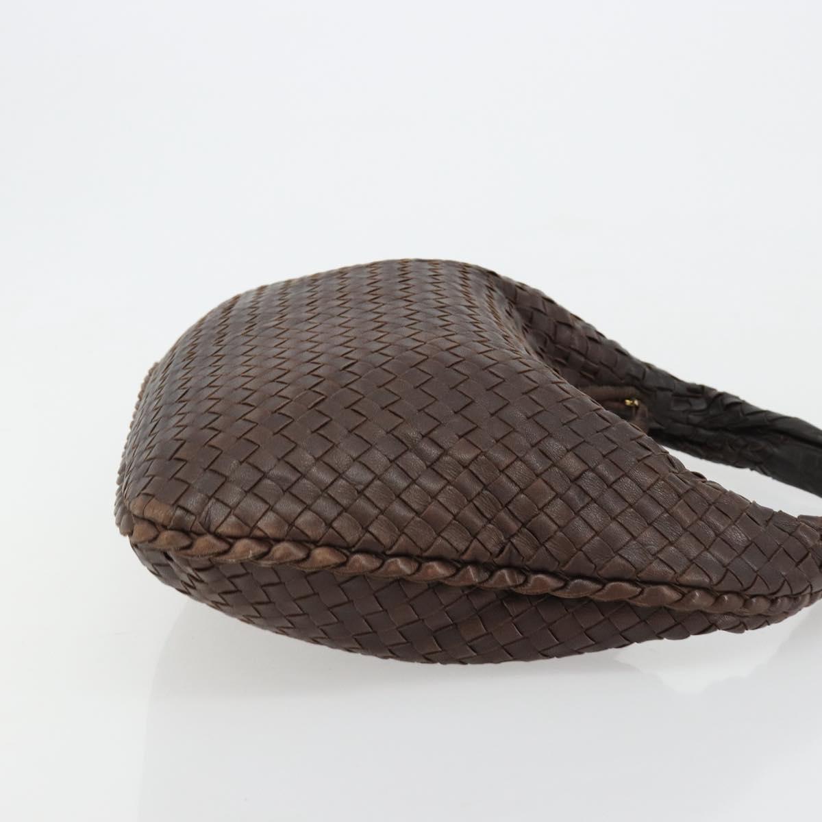 BOTTEGA VENETA INTRECCIATO Shoulder Bag Leather Brown Gold Auth 183360A
